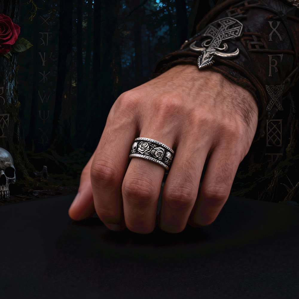 FREE Today: Gothic Forged Roses Skull Ring - image 1