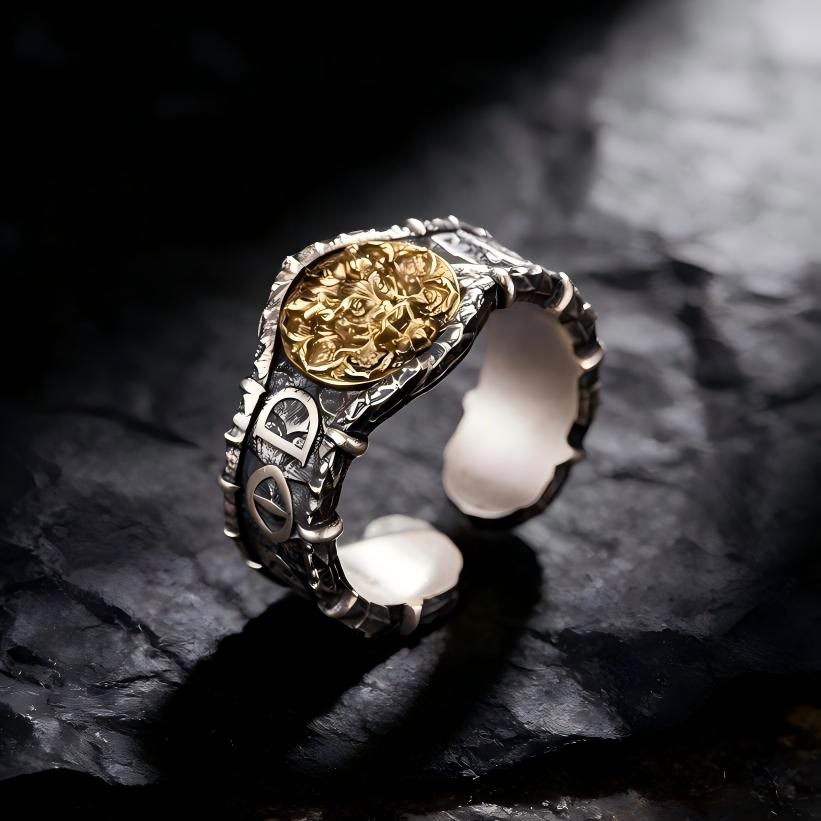 FREE Today: Gilded Mask Rune Embossed Ring - Adjustable - image 0