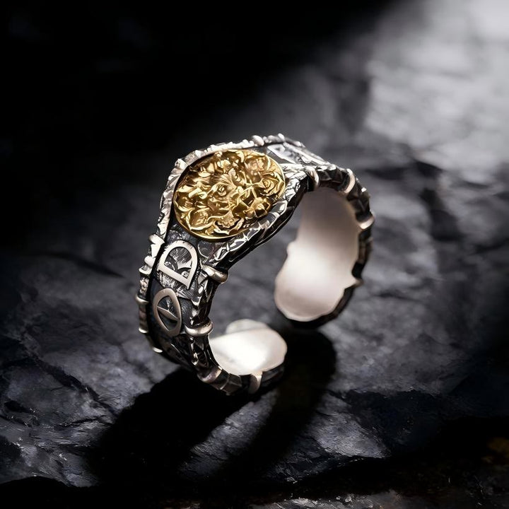 FREE Today: Gilded Mask Rune Embossed Ring - Adjustable - image 0