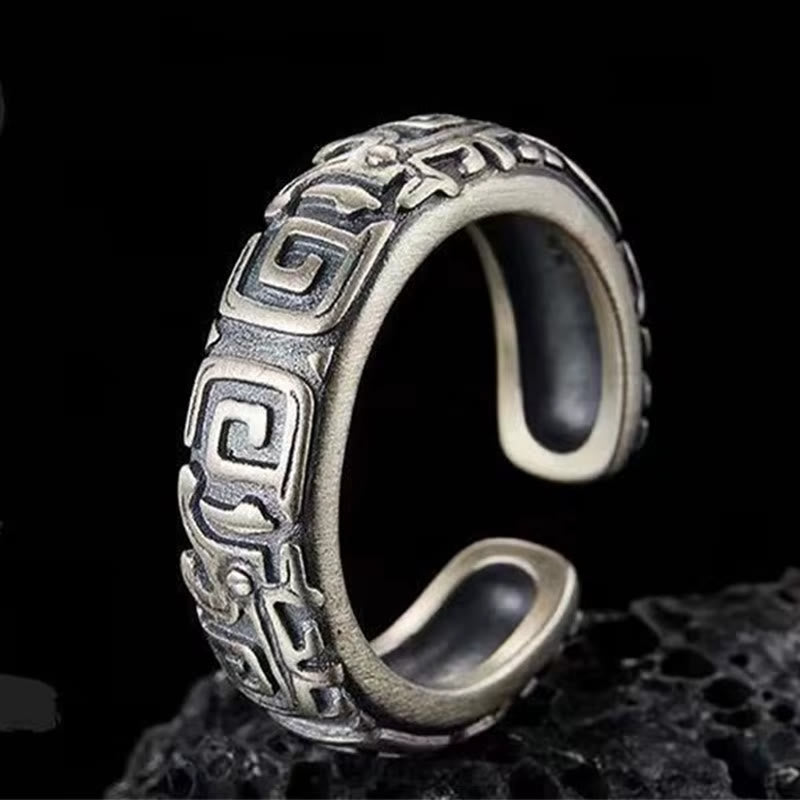 WorldNorse Intricate Rune Labyrinth Interlock Ring - Adjustable - image 0