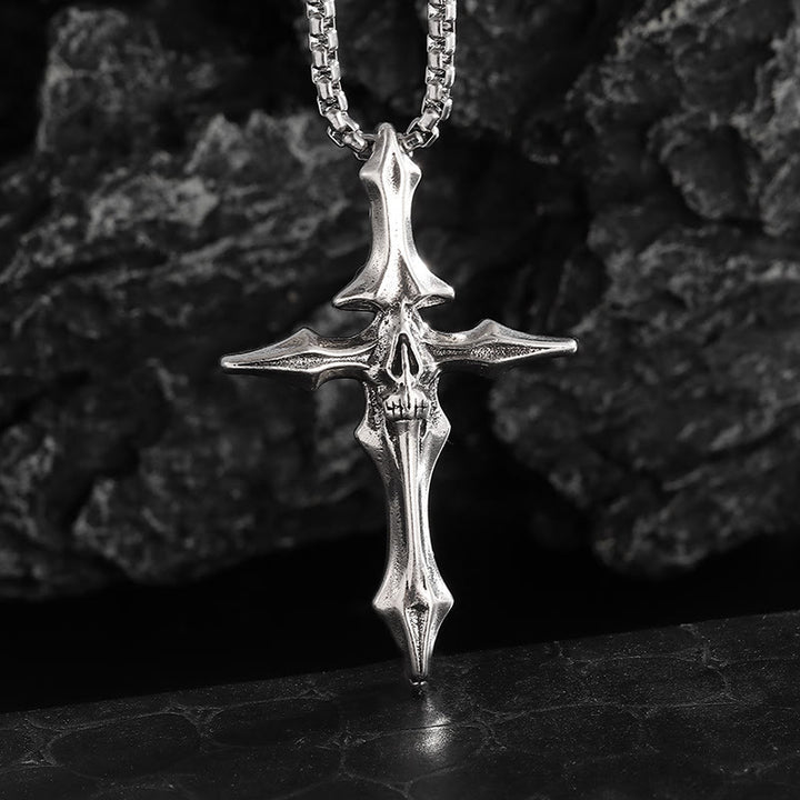WorldNorse Spiked Skull Cross Necklace - Cross Skull - image 0