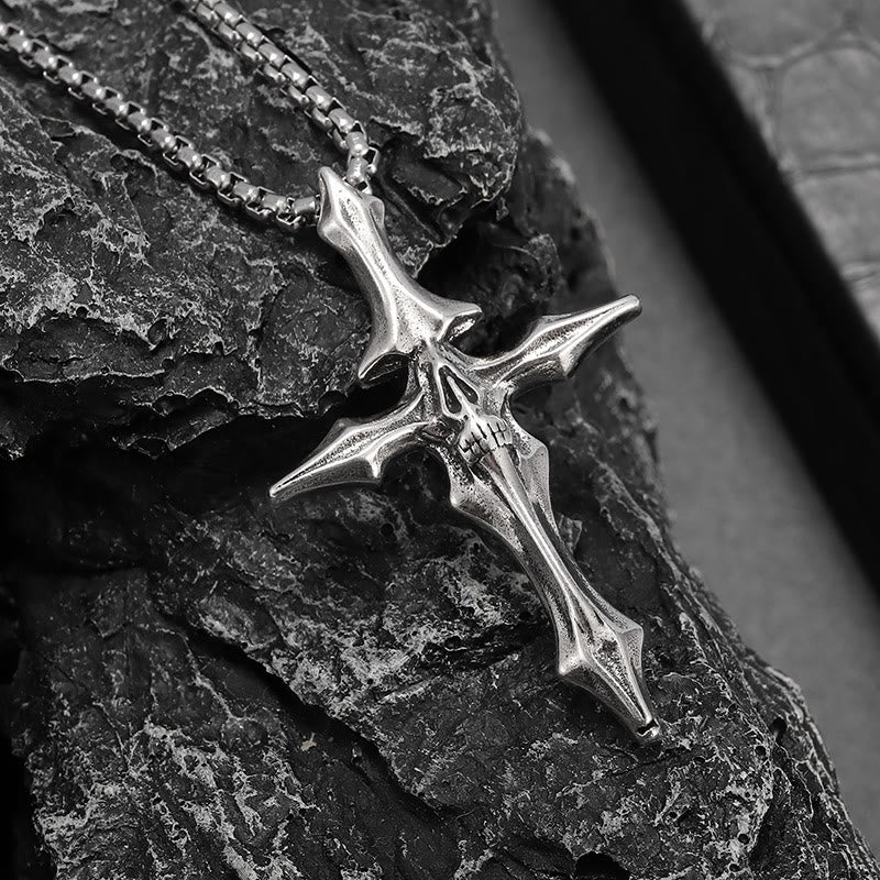 WorldNorse Spiked Skull Cross Necklace - image 1