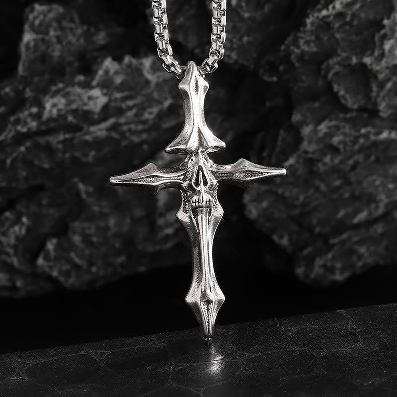 WorldNorse Spiked Skull Cross Necklace - Cross Skull - image 0