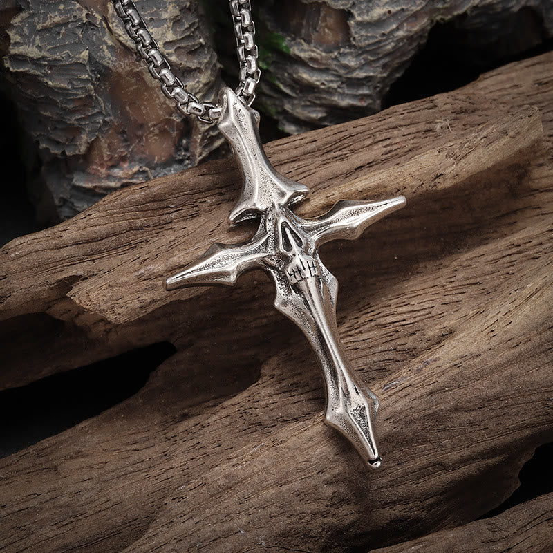 WorldNorse Spiked Skull Cross Necklace - image 3