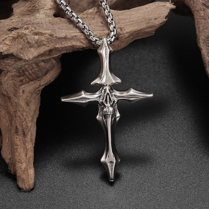 WorldNorse Spiked Skull Cross Necklace - image 4
