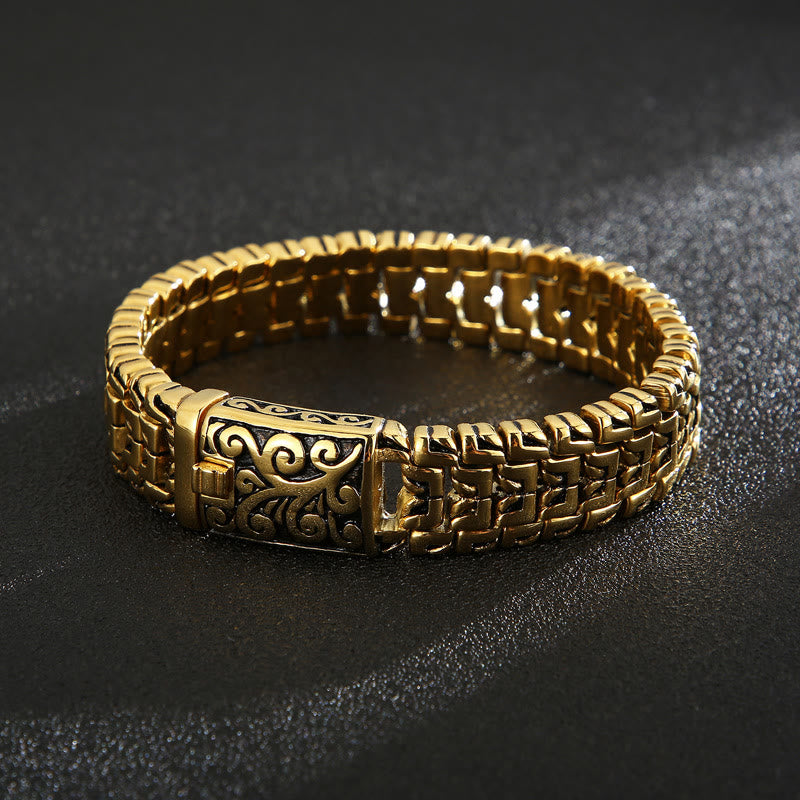 WorldNorse Ornate Rune Scroll Steel Bracelet - Gold - 24cm - image 5