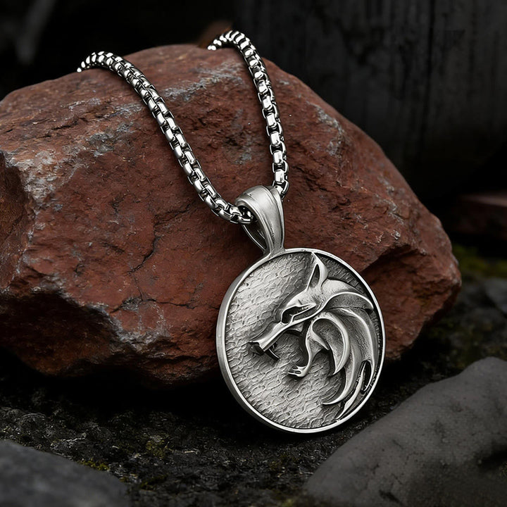 WorldNorse Shadowed Wolf Head Engraved Necklace - image 2