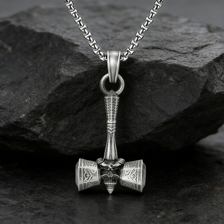 WorldNorse Rune Skull Mjolnir Necklace - Mjolnir - image 0