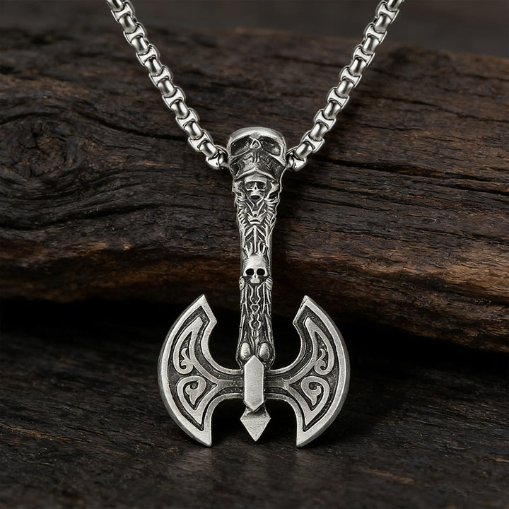 WorldNorse Forge Axe Skull Engraved Necklace - Viking Axe - image 0