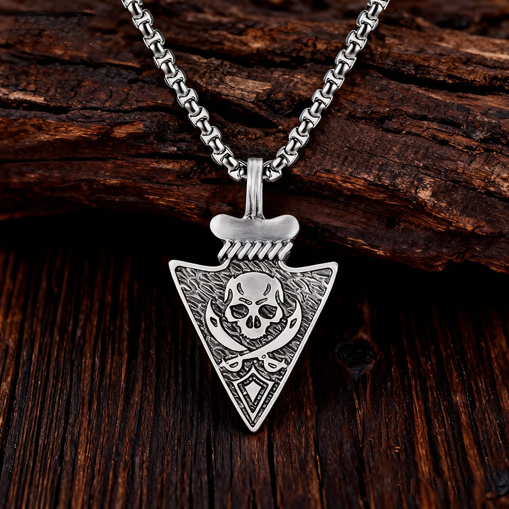 WorldNorse Skull Dagger Tip Textured Necklace - Skull - image 0
