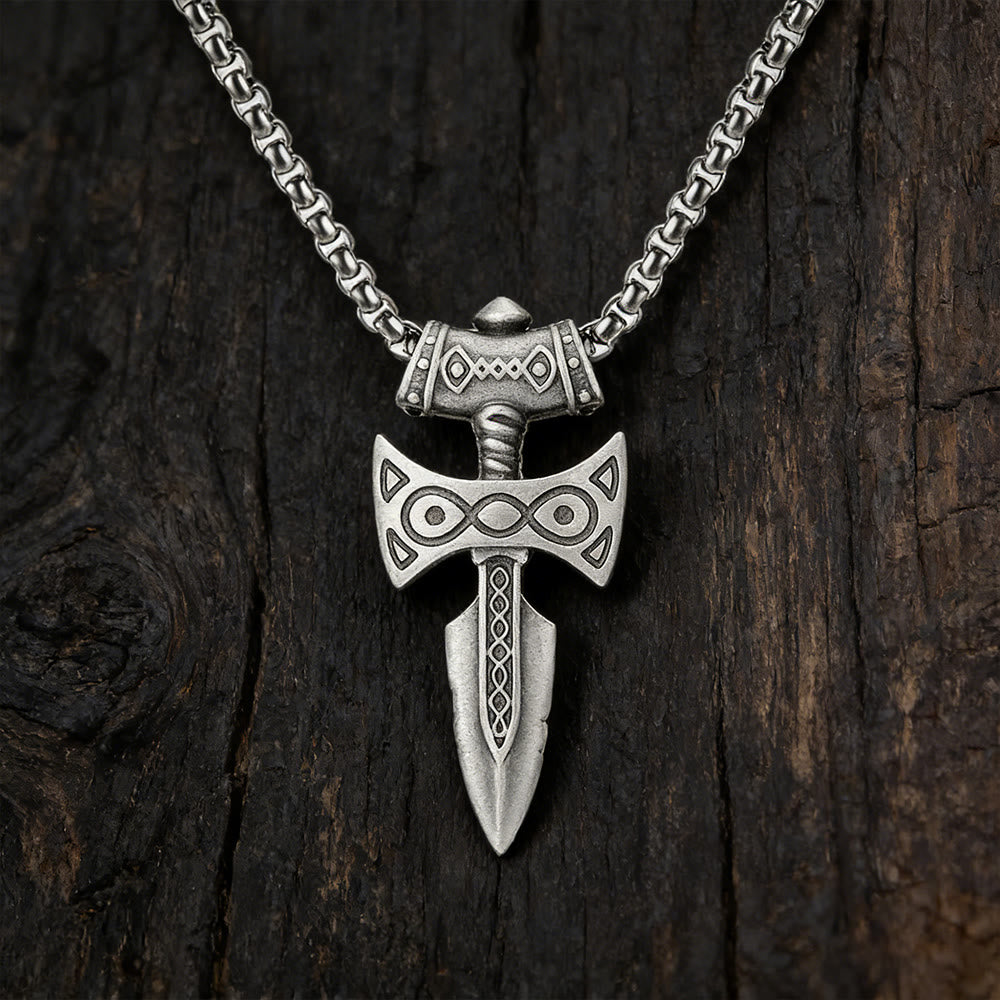 WorldNorse Eldritch Knotwork Axe Emblem Necklace - Sword - image 0