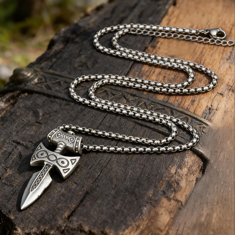 WorldNorse Eldritch Knotwork Axe Emblem Necklace - image 1