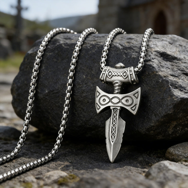 WorldNorse Eldritch Knotwork Axe Emblem Necklace - image 3