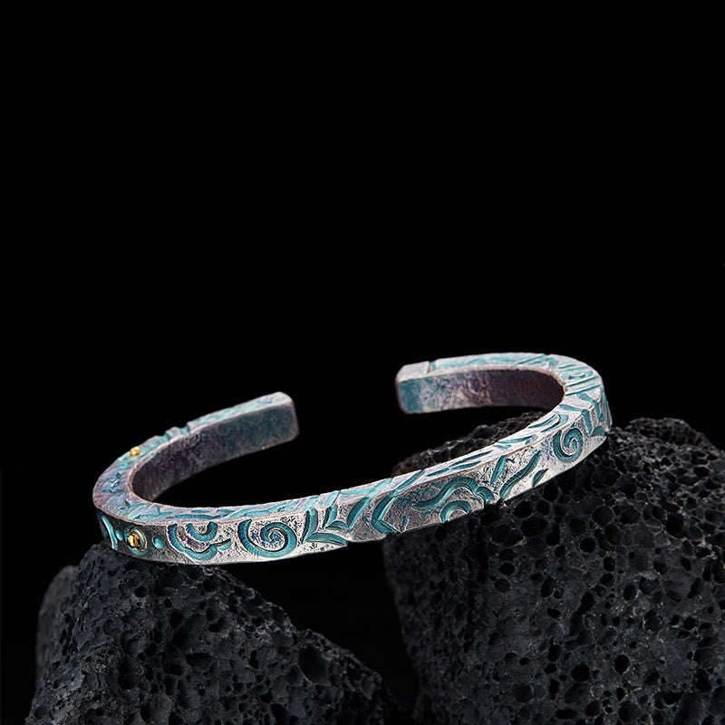 WorldNorse Handcrafted 999 Silver Enchanted Vine Turquoise Bracelet - Inner Circumference 19 cm - image 0
