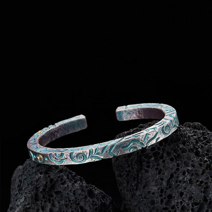 WorldNorse 999 Sterling Silver Enchanted Vine Turquoise Bracelet - Inner Circumference 19 cm - image 0