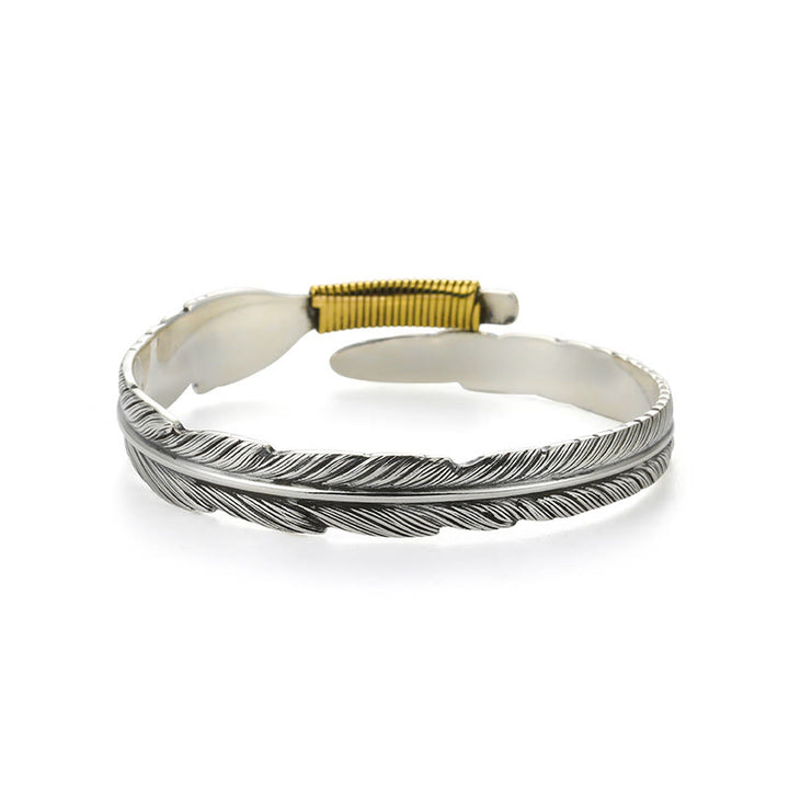 WorldNorse Handcrafted 999 Silver Plumed Gold Wrap Texture Bracelet - image 3