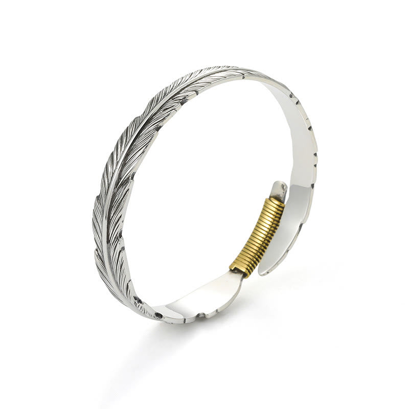 WorldNorse Handcrafted 999 Silver Plumed Gold Wrap Texture Bracelet - image 2