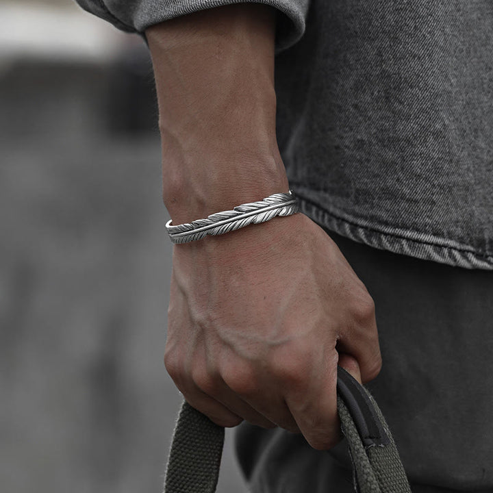 WorldNorse 999 Sterling Silver Plumed Gold Wrap Texture Bracelet - image 1