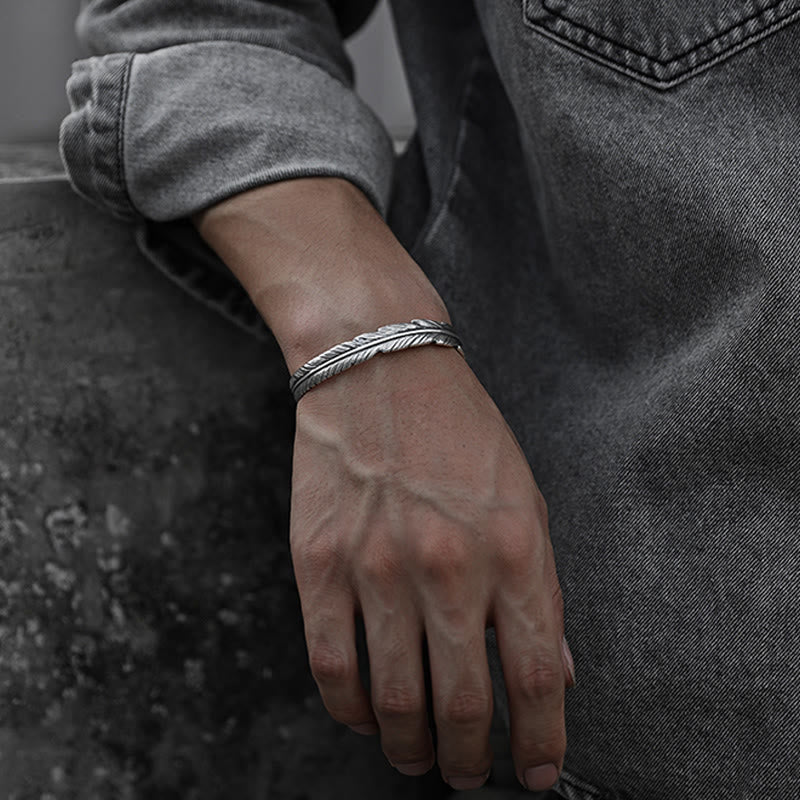 WorldNorse Handcrafted 999 Silver Plumed Gold Wrap Texture Bracelet - image 5