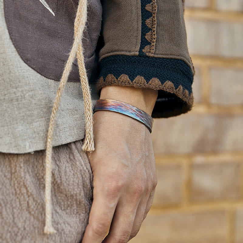 WorldNorse Handcrafted 999 Silver Iridescent Leaf Texture Bracelet - image 5