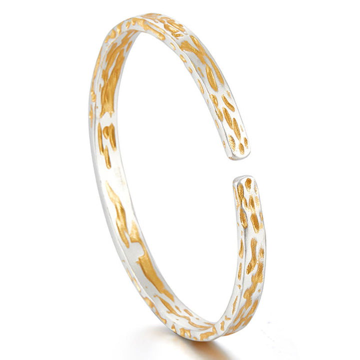 WorldNorse Handcrafted 999 Silver Gilded Lava Texture Dual Tone Bracelet - image 4