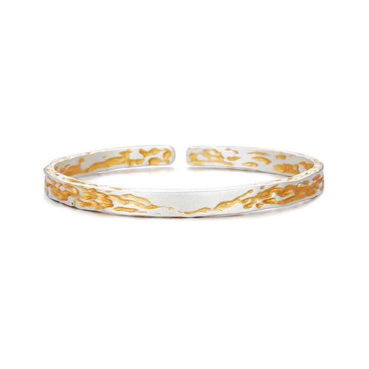 WorldNorse Handcrafted 999 Silver Gilded Lava Texture Dual Tone Bracelet - image 5