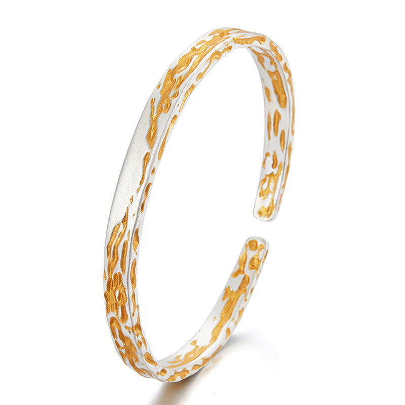 WorldNorse Handcrafted 999 Silver Gilded Lava Texture Dual Tone Bracelet - image 3