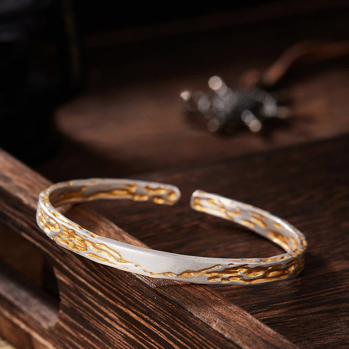 WorldNorse Handcrafted 999 Silver Gilded Lava Texture Dual Tone Bracelet - image 2