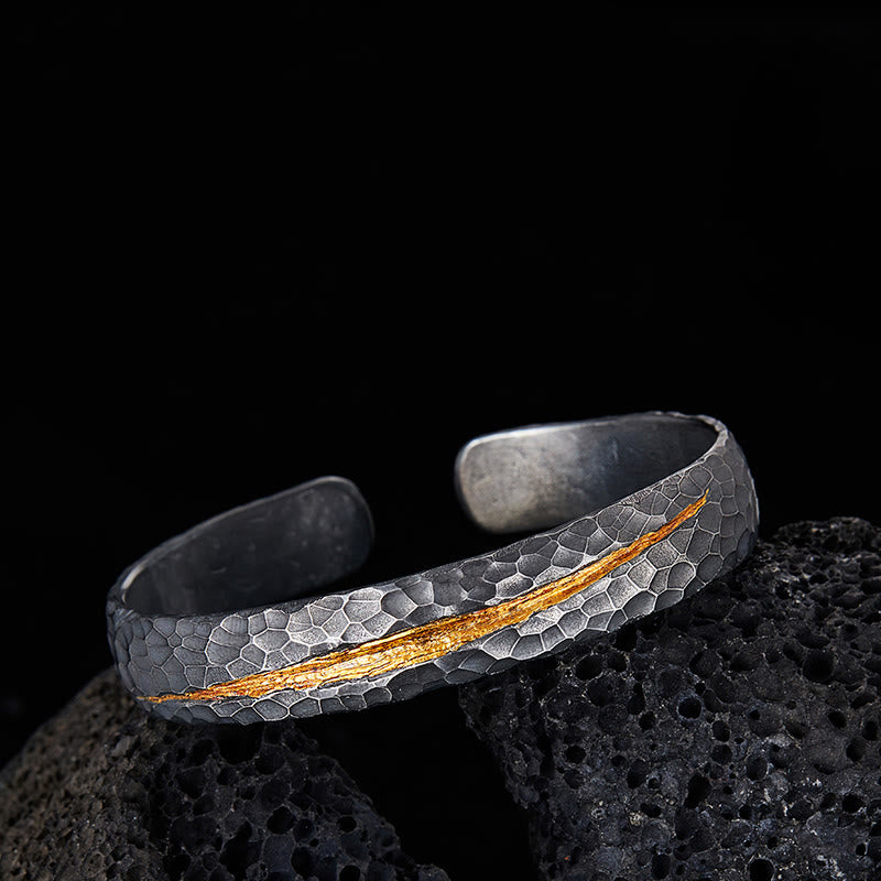 WorldNorse Handcrafted 999 Gold Honeycomb Vein Bracelet - Retro Silver - Inner Circumference 18-19 cm - NO THANKS - image 0