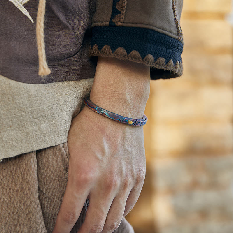 WorldNorse Handcrafted 999 Silver Prismatic Swirl Bracelet - image 1