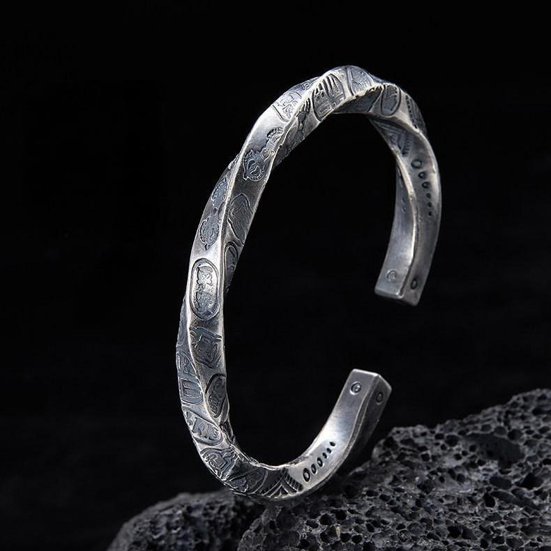 WorldNorse Handcrafted 999 Silver Engraved Coin Bracelet - Inner Circumference 19 cm - image 0