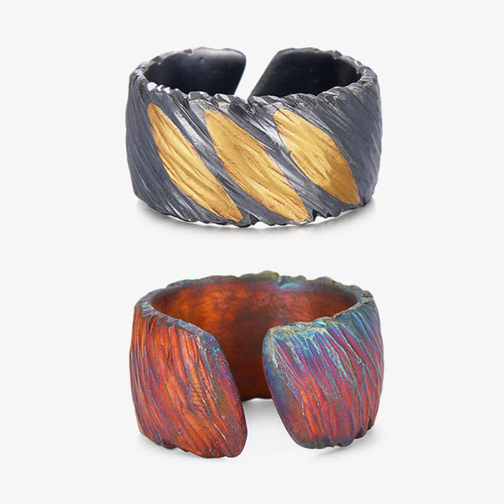 WorldNorse Handcrafted 999 Silver Ember Streak Textured Ring - image 7