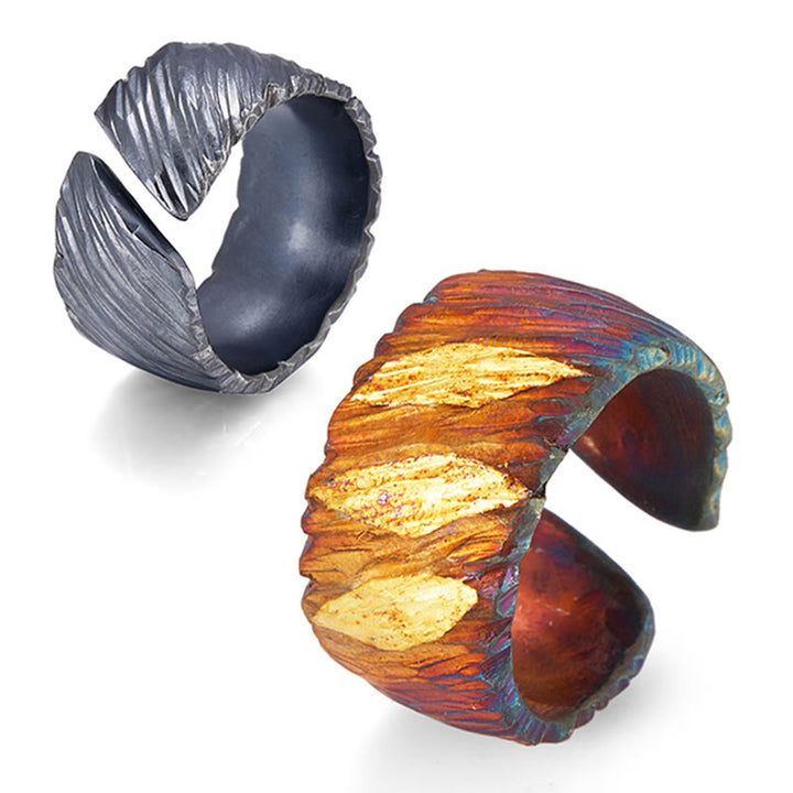 WorldNorse Handcrafted 999 Silver Ember Streak Textured Ring - image 5