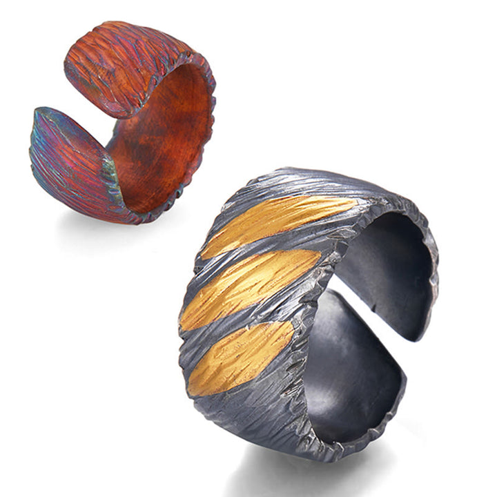 WorldNorse Handcrafted 999 Silver Ember Streak Textured Ring - image 6