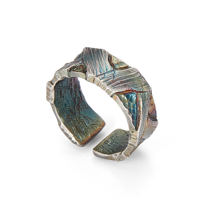 WorldNorse Handcrafted 999 Silver Prismatic Fracture Texture Ring - image 3