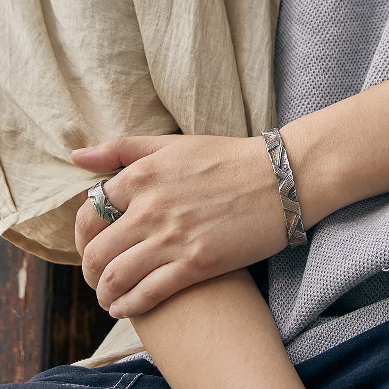 WorldNorse 999 Sterling Silver Prismatic Fracture Texture Ring - image 5