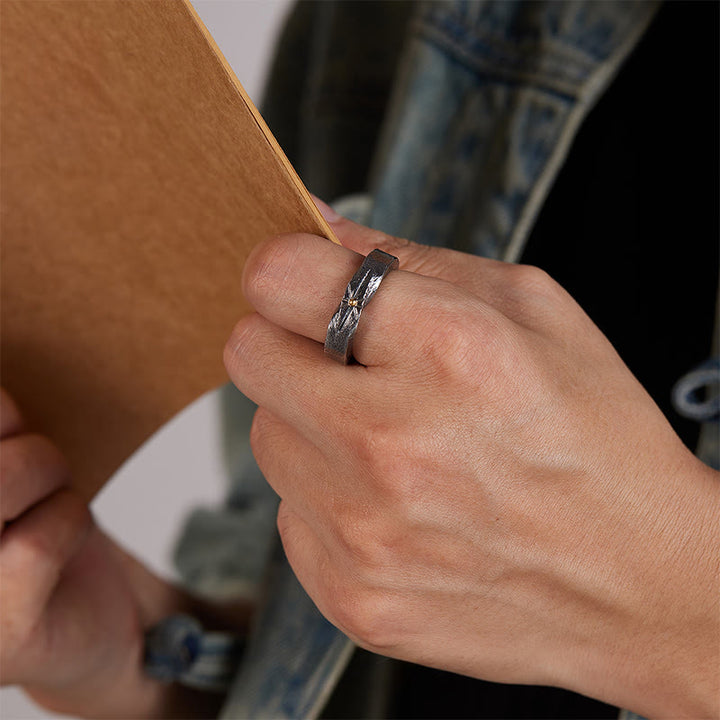 WorldNorse Handcrafted 999 Silver Meteor Strike Gilded Core Ring - image 1