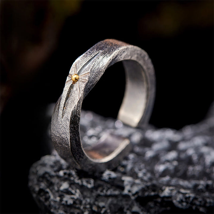 WorldNorse Handcrafted 999 Silver Meteor Strike Gilded Core Ring - Inner Circumference 65 cm - image 0