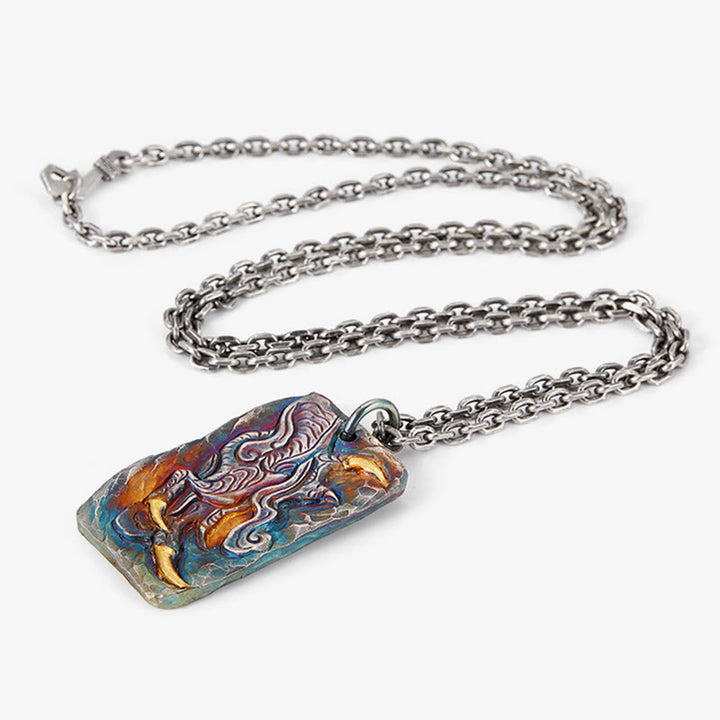 WorldNorse 999 Sterling Silver Prismatic Divine Beast Gold Inlay Necklace - image 4