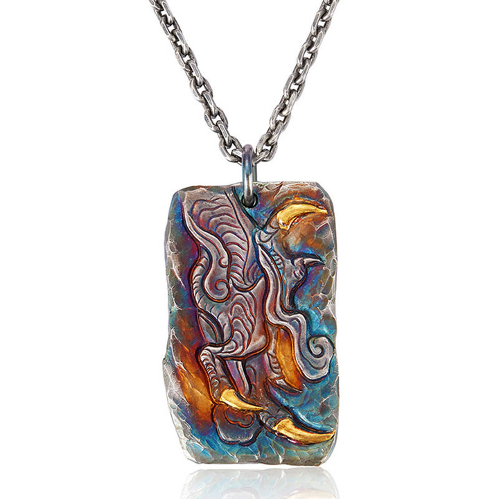 WorldNorse 999 Sterling Silver Prismatic Divine Beast Gold Inlay Necklace - image 3