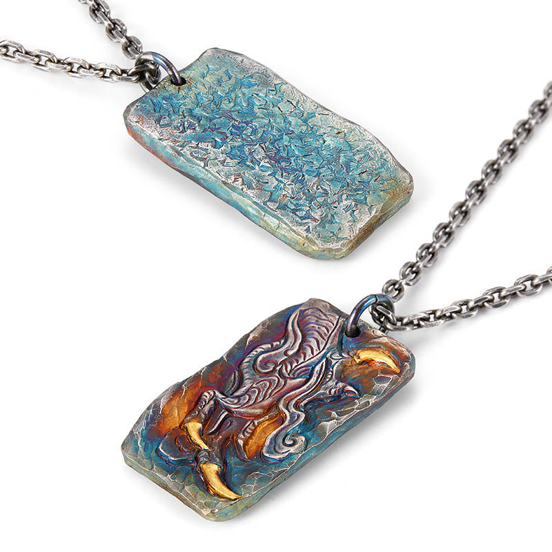 WorldNorse Handcrafted 999 Silver Prismatic Divine Beast Gold Inlay Necklace - image 5