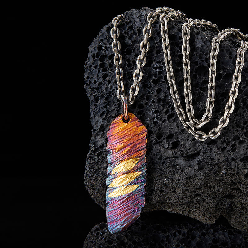 WorldNorse Handcrafted 999 Silver Enchanted Hue Feather Necklace - With Chain - YES PLEASE - image 0