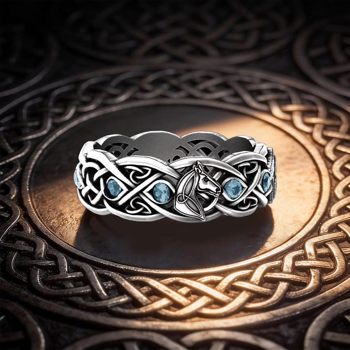 FREE Today: Horse Head Celtic Knot Ring - Blue - US 10 - image 5