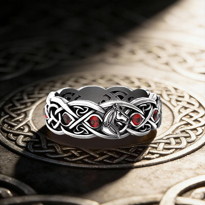 FREE Today: Horse Head Celtic Knot Ring - Red - US 10 - image 0