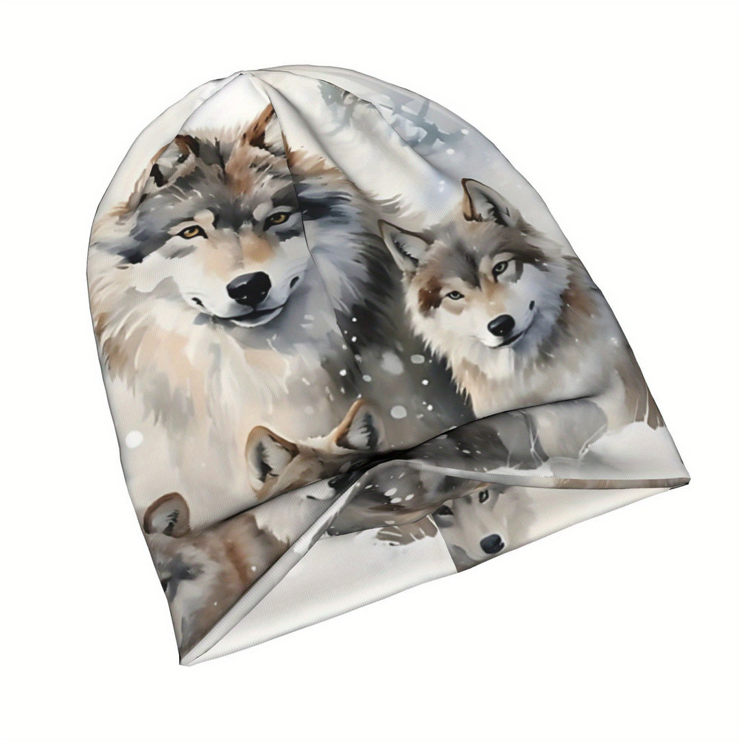 WorldNorse Misty Wolf Kin Watercolor Beanie - image 2