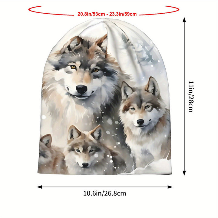 WorldNorse Misty Wolf Kin Watercolor Beanie - image 3
