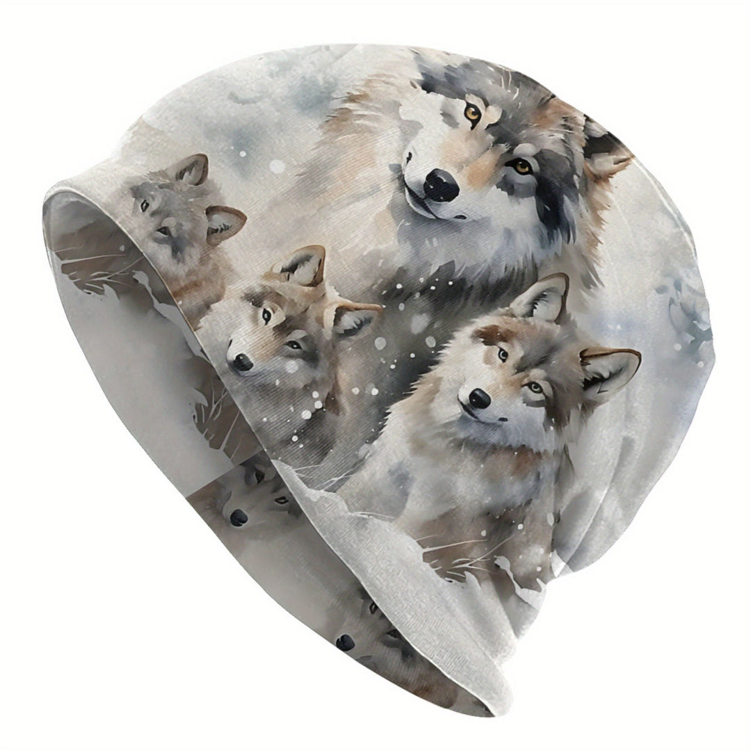 WorldNorse Misty Wolf Kin Watercolor Beanie - Wolves - image 0