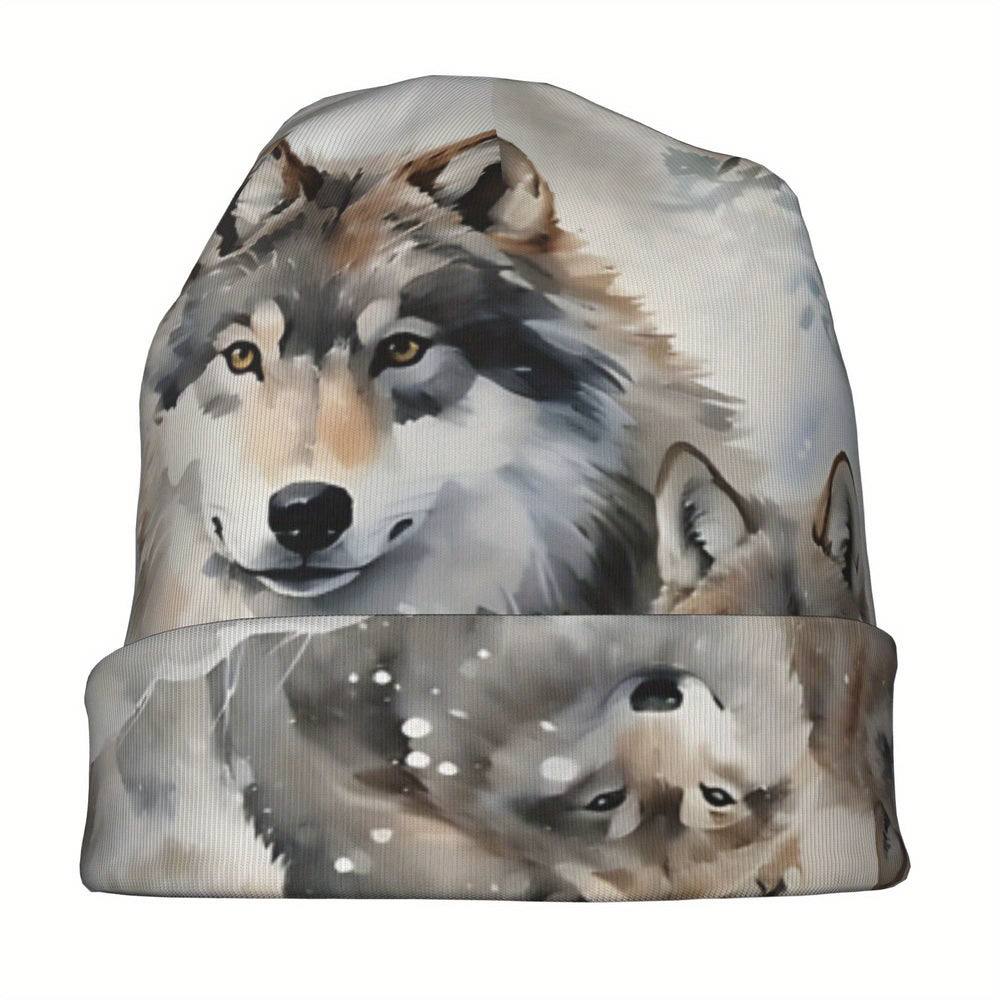 WorldNorse Misty Wolf Kin Watercolor Beanie - image 1