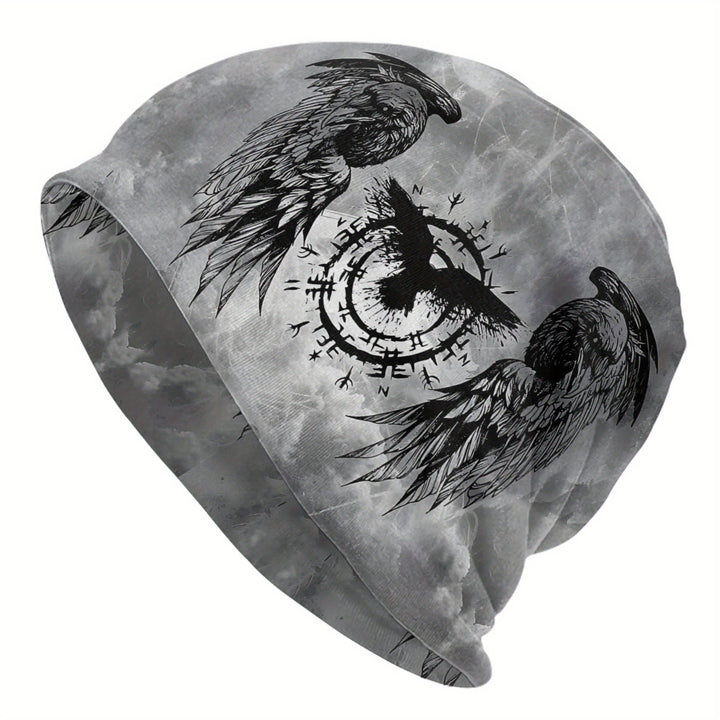 WorldNorse Grayscale Raven Sigil Mistveil Beanie - Raven - image 0