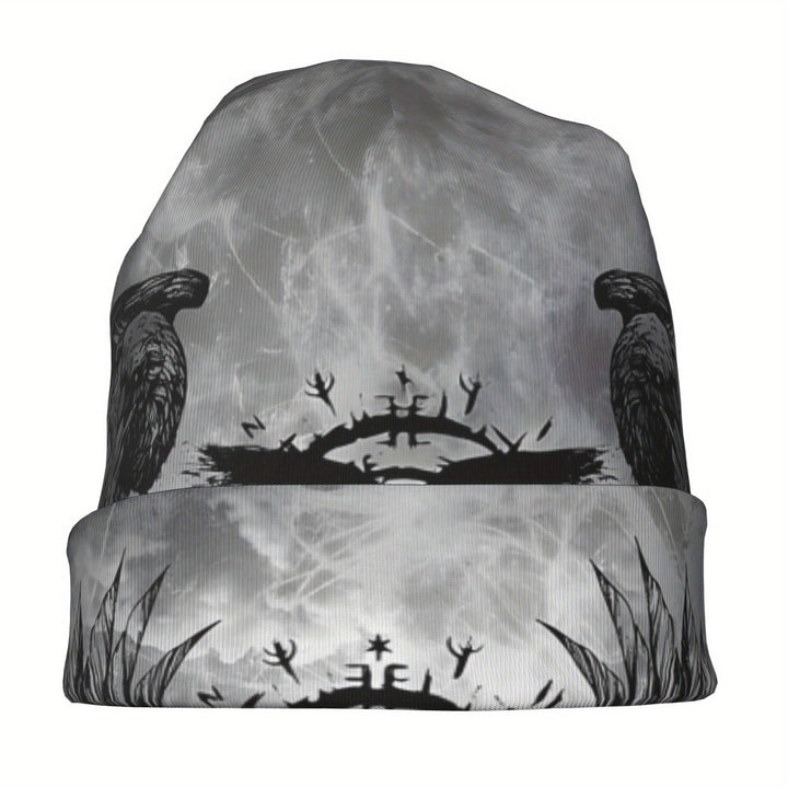 WorldNorse Grayscale Raven Sigil Mistveil Beanie - image 1